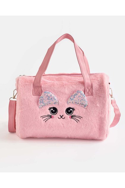 Girls Pink Cat Fur Bag