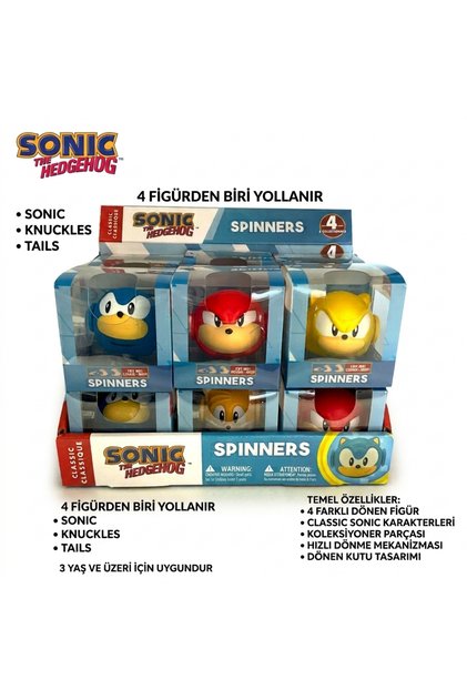 Sonic SPİNNER KARIŞIK YOLLANIR Ve Arkadaşları 4'lü Yuvarlanan Figür Oyuncak Seti - Sonic, Knuckles, Tails, Super Sonic Sevimli Top SPİNNER Figürler