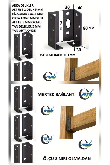 mnbeticaret Pergule Pergole Pergola Kamelya Montaj Aparatı ( AYARLI MERTEK BAĞLANTI İÇ KULAK )