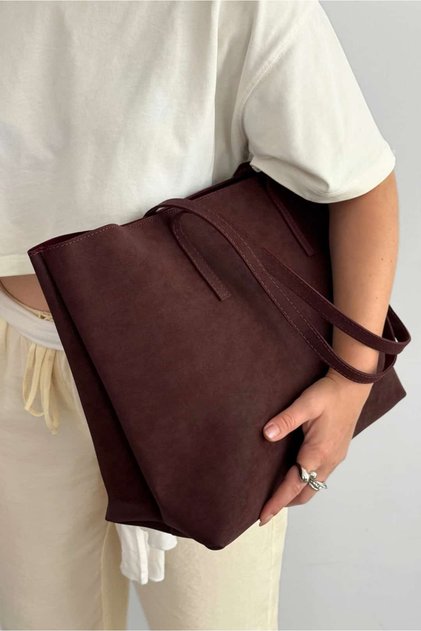 Mara Suede Shopper Bag - Shoulder Bag (Burgundy)