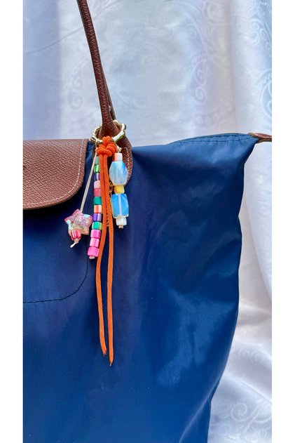 Colorful Beaded Bag Charm – Orange