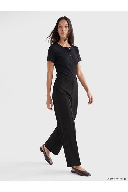 Ozmarka New Season Brown High Waist Wide Leg Women's Trousers