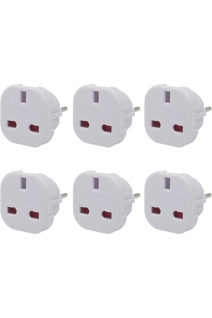 EU Travel Adapter, 6-Pack European Plug Converter Set, Compact Design for UK to Europe Powe