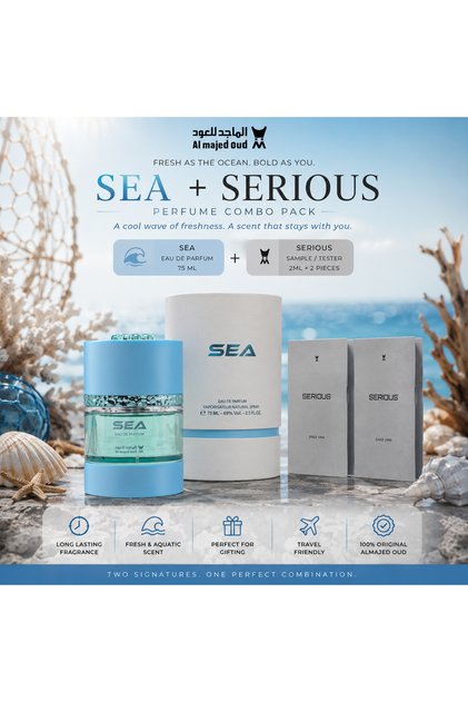 Summer Collection Sea Perfume Unisex Eau De Parfum 75ML + Serious 2ML x 2-Pieces Tester/Sample Pack