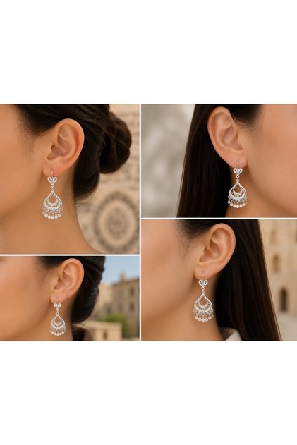925 ayar pullu sallantılı gümüş telkari küpe