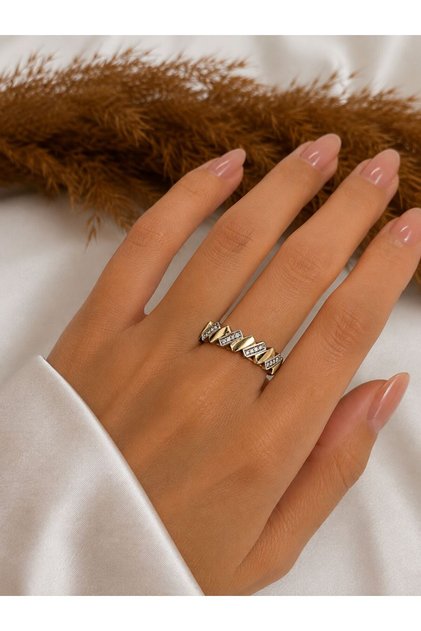 14K Zirkon Detaylı Tasarım Kuyumcu Model Xupıng Çelik Yüzük