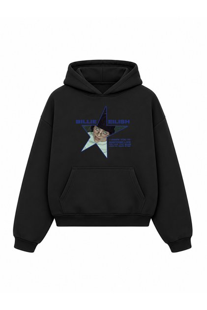 Billie Eilish Printed Oversize Unisex Hooded Sweatshirt - Hoodie with Kangaroo Pocket and Inner Lining