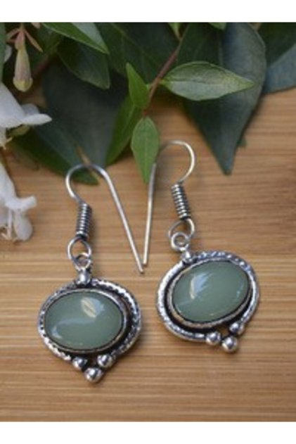 Handmade Earrings with Aventurine Stone - Green -