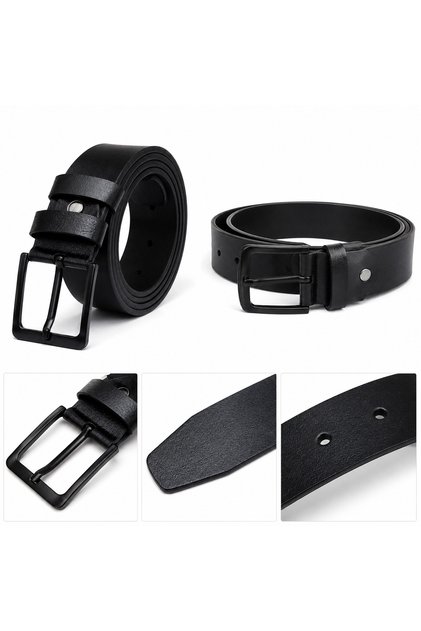 Men's Black Belt – Durable, Stylish Design, Adjustable Buckle, Oversized Casual Classic Belt