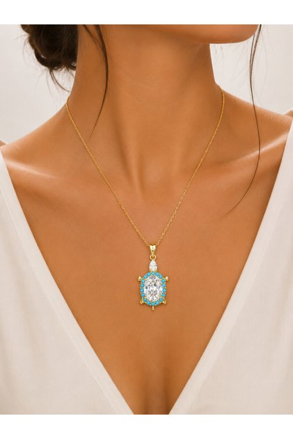 🐢 Turquoise Stone Turtle Figured Necklace