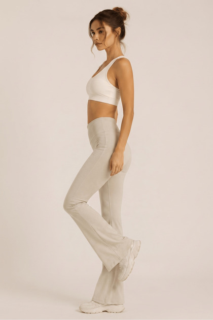Pantaloni de damă cu talie înaltă, evazați, stil spaniol, tip bootcut