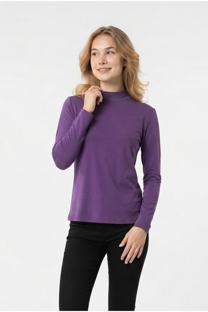 Women's Turtleneck Long Sleeve Women's Stretchy Lycra Solid Color Blouse