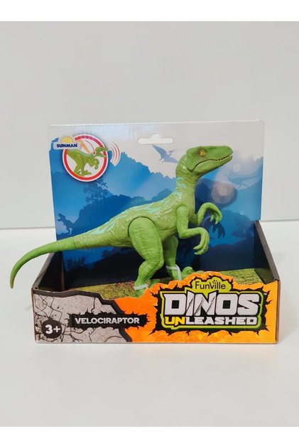 FunVille Dinos Unleashed VELOCİRAPTOR Oyuncak Dinozor - Sesli ve Hareketli Figür (3 Yaş+)