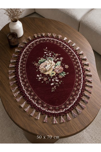 Tasseled Tapestry Coffee Table Cover 50X70 Oval