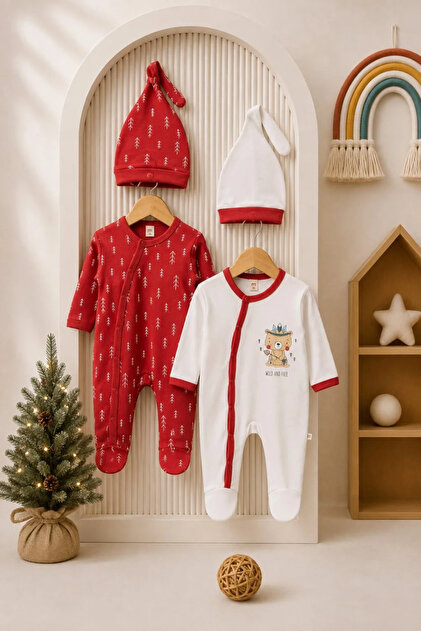 Unisex Baby 100% Cotton 2-Piece Romper and Hat Set