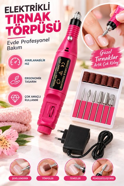 Electric Nail File Set Manicure Pedicure Device Adjustable Fast Multi-Purpose