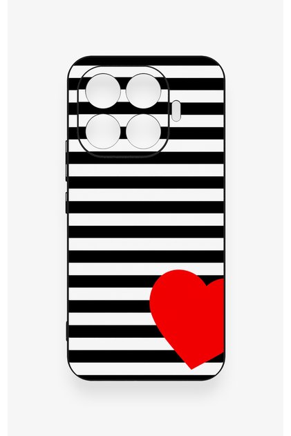 Mi 17t Pro 5g Compatible Striped Red Heart Pattern Silicone Case