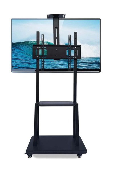 Mobile TV Stand Rolling TVs Cart with Wheels for 32-75 Inch LCD LED Flat Curved Screen TVs Height Adjustable Heavy-Duty Floor TV Stand with Sturdy Base Max