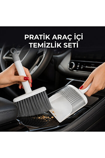 Pratik Araç İçi Temizlik Seti Mini Fırça ve Hazneli El Faraşı