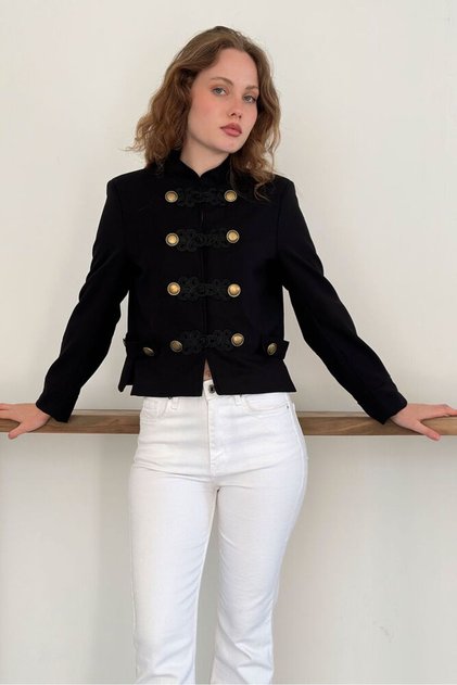 Chinese Buttoned Jacket - Black | F2105