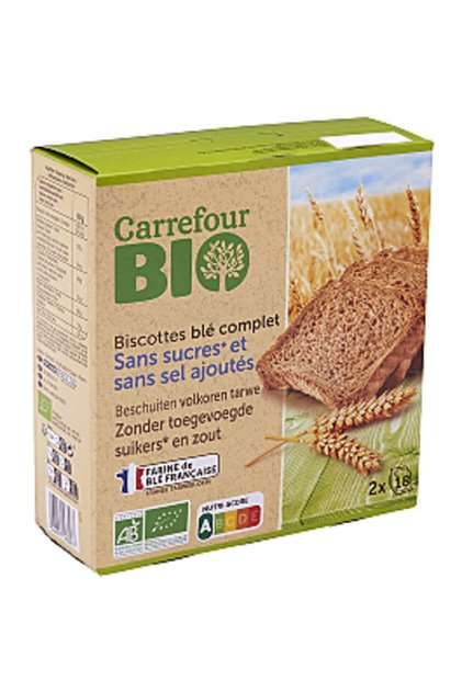 Pâine integrală bio fără zahăr adăugat Carrefour Bio, 300 g