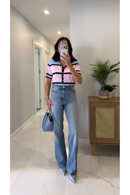 Zr Lores Ice Blue Cut-Leg Straight Jeans