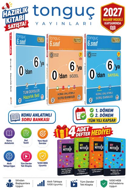 6. Sınıf 0'dan 6'ya Tüm Dersler Konu Anlatımlı Soru Bankası Yeni Nesil Tamamı Video Çözümlü Maarif Modeli ile %100 uyumludur. 0dan 6ya 0 dan 6 ya