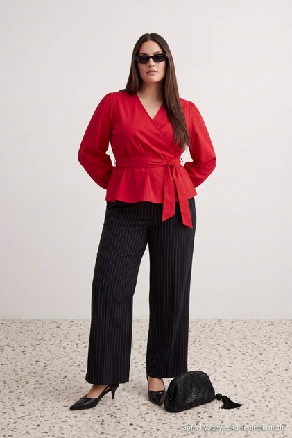 Black Striped Straight Fit High Waist Knitted Trousers Tbbaw27Ar00013
