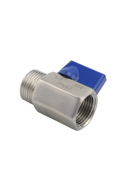 304 Stainless Steel Mini Ball Valve PN63 5/8'' BSP Sanitary Shut Off Valve Female To Male For Homebr