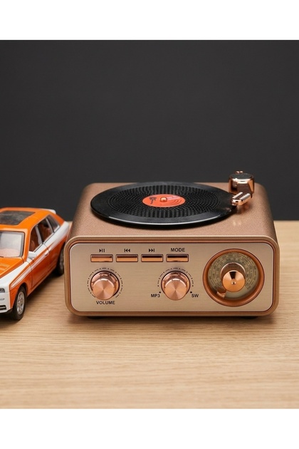 Plak Görünümlü Retro Radyo ve Bluetooth Hoparlör