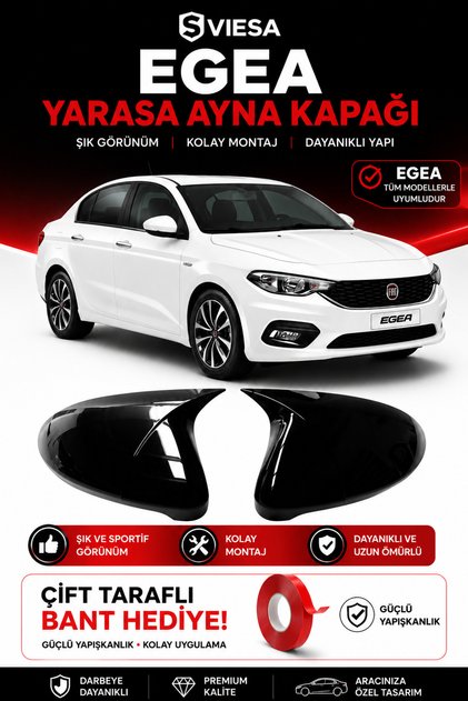 Fiat Egea Uyumlu Batman Yarasa Ayna Kapağı Piano Black