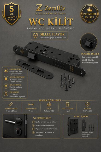 Silent Wc Internal Lock Black Color 40X23 5 Year Warranty