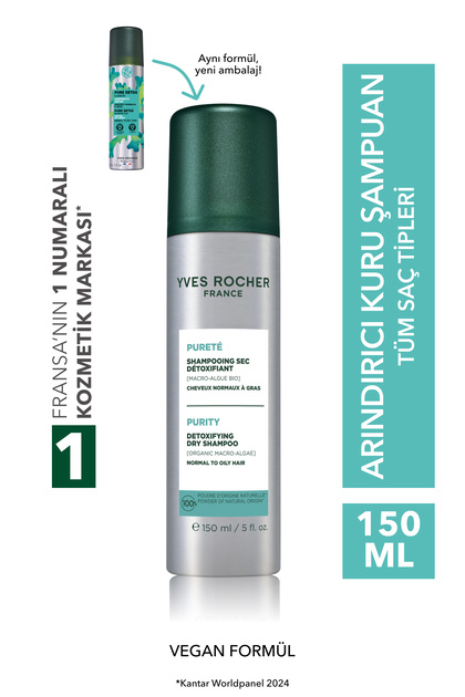 Arındırıcı Kuru Şampuan - Tüm Saçlar / Purete - Tuzsuz ,Vegan -150ml
