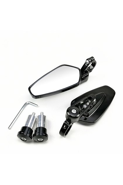 Black EAFC 1 Pair 7/8" 22mm Motorcycle Rearview Mirrors Universal Scooter Bar End Handlebar Mirror