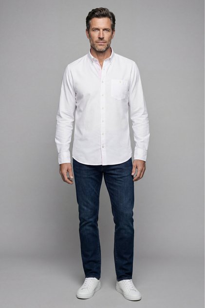 White Regular Fit Cotton Long Shirt