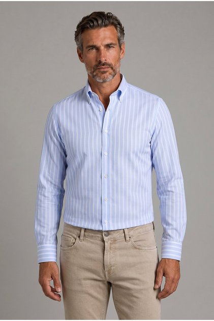 Light Blue Regular Fit Cotton Pocketless Long Collar Shirt