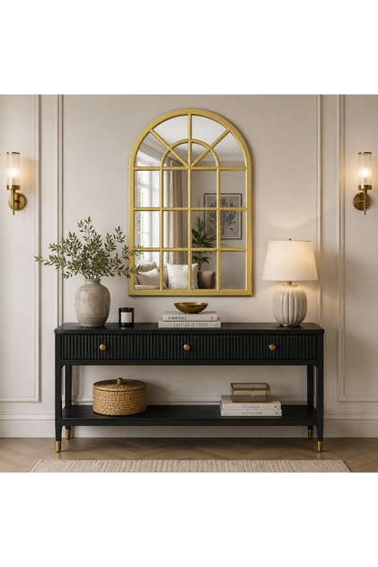 Pencere Model Ayna Duvar Aynası Salon Aynası Dressuar Aynası Gold