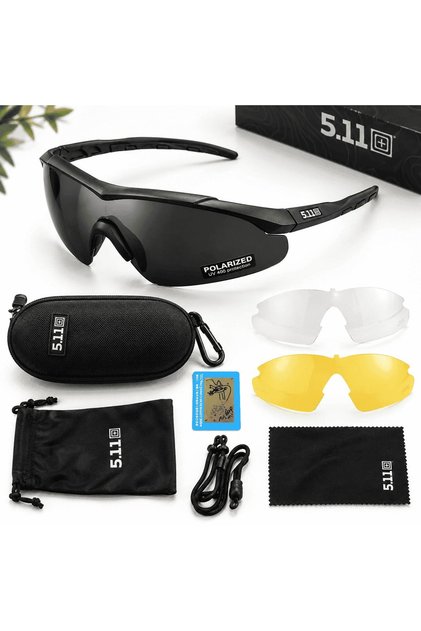 5.11 Polarize Koruyucu 3 Lensli Taktik Gözlük - Tactical Gözlük Airsoft Atış Motor Bisiklet Outdoor Spor Gözlüğü