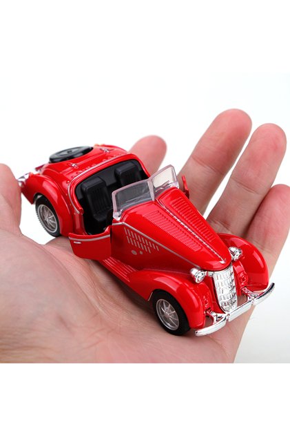 38-Grandpa Car-red Vintage classic car style, 1/38 scale alloy car figurine replica of the W26K Road