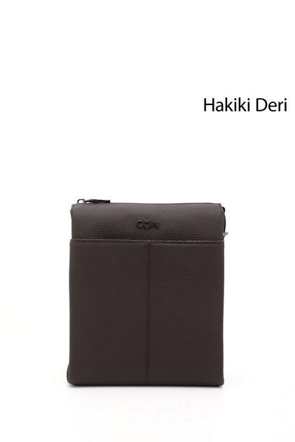 Unisex Kahverengi Uzun Askılı Hakiki Deri Evrak Omuz Çantası