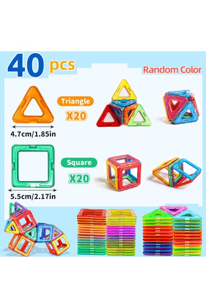 Medium Size 40pcs Magnetic Building Blocks DIY Magnets Toys Medium Size STEM Toys Construction Toys