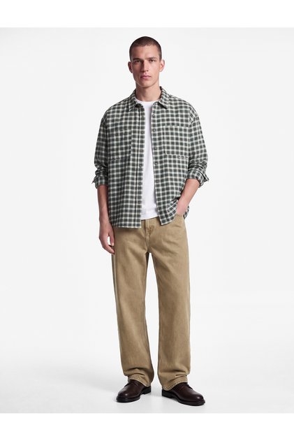 Comfortable Fit Embroidered Pocketed Long Sleeve Classic Collar Plaid Lumberjack Shirt