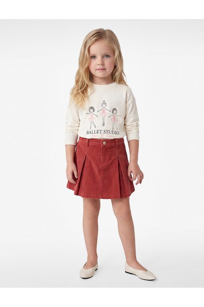 Ballerina Print Long Sleeve Crew Neck Cotton T-Shirt