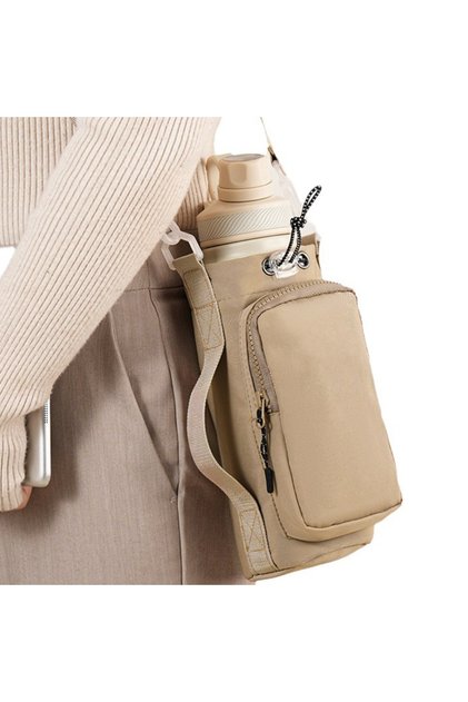 Khaki with Adjustable Shoulder Strap Water Bottle Holder Pouch With Phone Pocket with Keychain & Mou