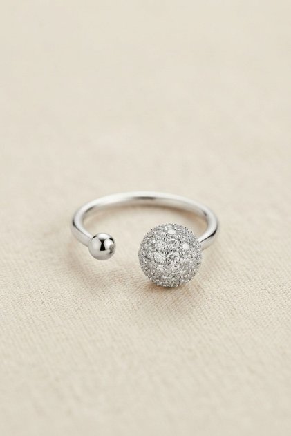 Silver Color Zircon Stone Topcuk Model Women's Ring
