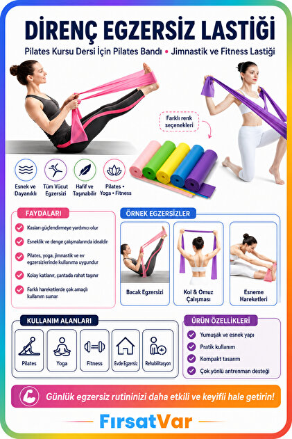 Pilates Kursu Dersi İçin Pilates Bandı Direnç Jimnastik Lastiği