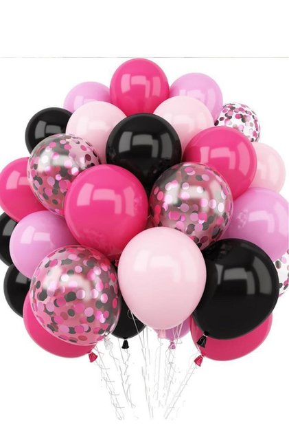 Black Pink Transparent Pink Black Transparent 50 Pieces Balloon Set Chain Attachment and Balloon Tape