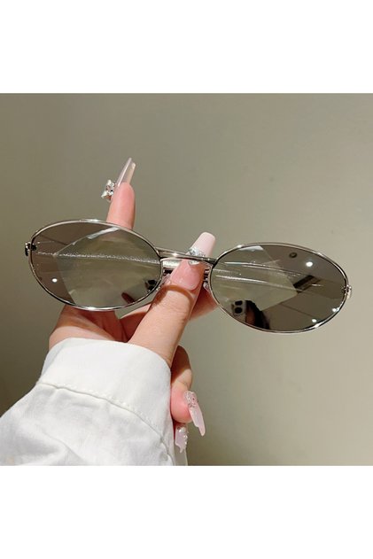 as picture shows s-silvery coating KAMMPT Vintage Oval Sunglasses Women Fashion Retro Outdoor Casual