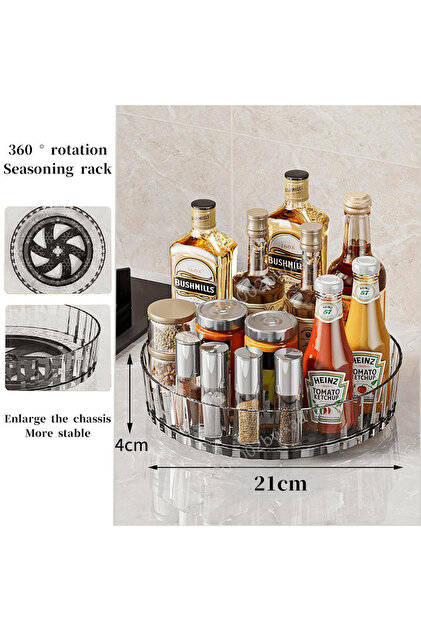 Transparent white 360 Rotating Tray Spice Rack Pantry Cabinet Turntable With Base Storage Bin Kitche