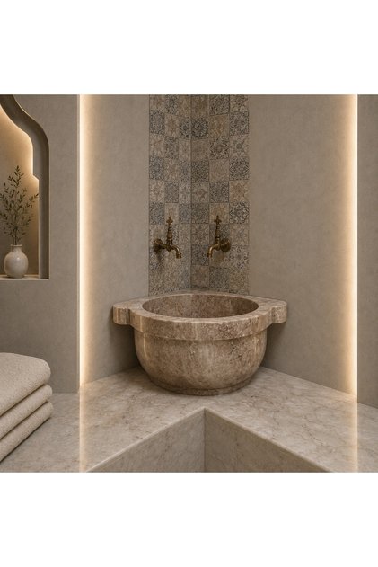 Traverten Köşe Düz Mermer Kurna